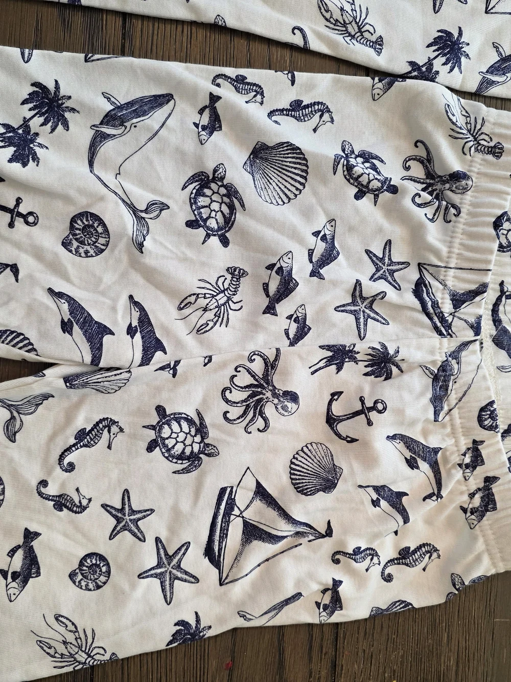 Gymboree Nautical Print Toddler Pajama Set - White & Navy Size 8